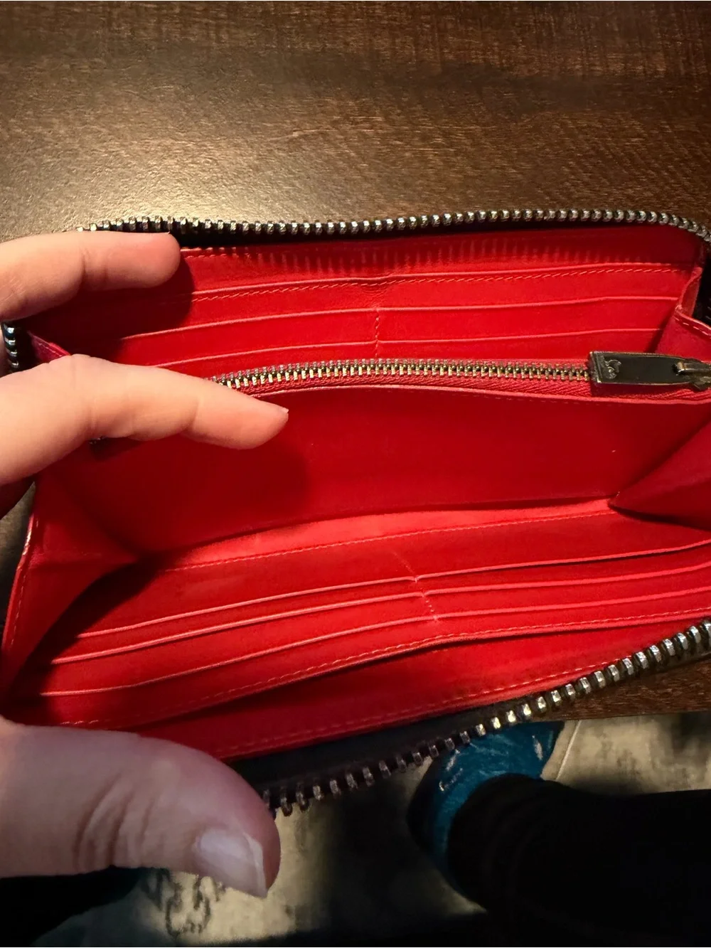 Authentic Christian Louboutin Black Embellished Zip-Around Wallet